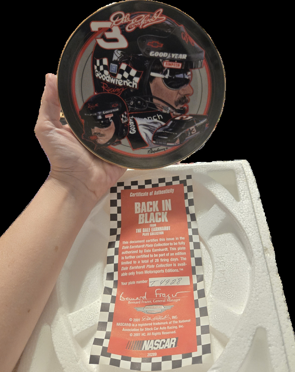 Dale Earnhardt "Back In Black" Collector Plate Hamilton Motorsports COA Nascar
